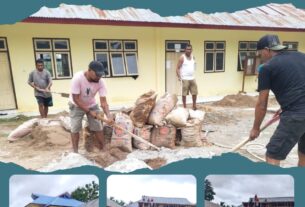 Gotong Royong Pegawai YPT-RLS Cor Teras Aula UNLESA